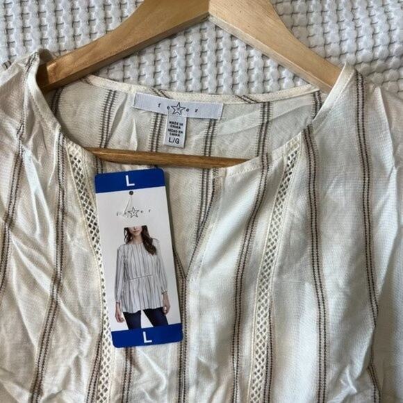 Women's Large NWT GranolaGirl Peplum Blouse Light Weight Stripes - Picture 4 of 8